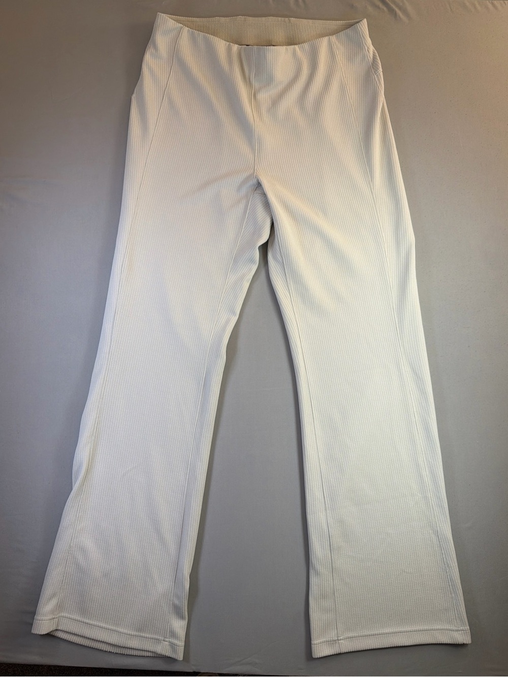 lululemon athletica Cream Ribbed Wide-Leg Leggings